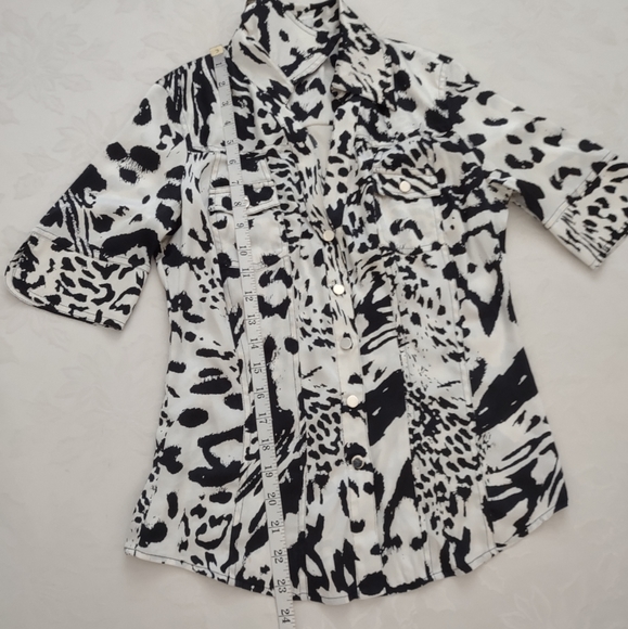 Cache silk lynx animal print collared blouse - Picture 4 of 8